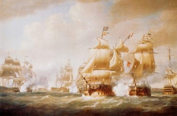 海戦 Painting - ダックワースのサンドミンゴ沖での行動 1806 年 2 月 6 日の海戦